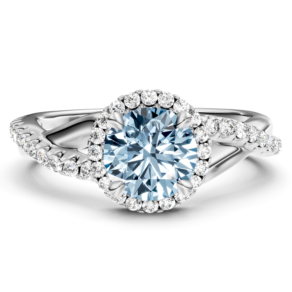 1.25-4.25 CT Round Cut Fancy Blue Diamonds - Engagement Ring
