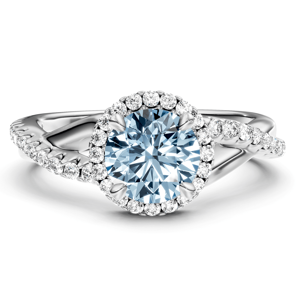 1.25 - 4.25 CT Round Cut Fancy Blue Diamonds - Engagement Ring - Primestyle.com