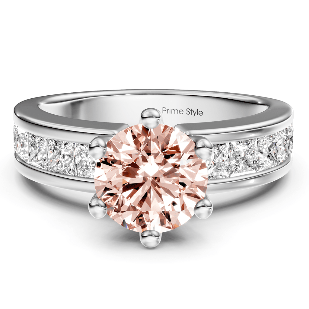 1.90 - 4.90 CT Princess & Round Cut Fancy Pink Diamonds - Engagement Ring - Primestyle.com