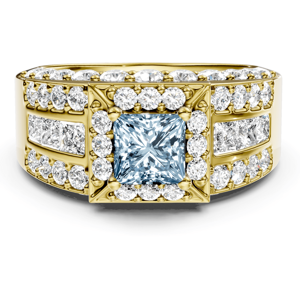 3.45-6.45 CT Princess & Round Cut Fancy Blue Diamonds - Engagement Ring