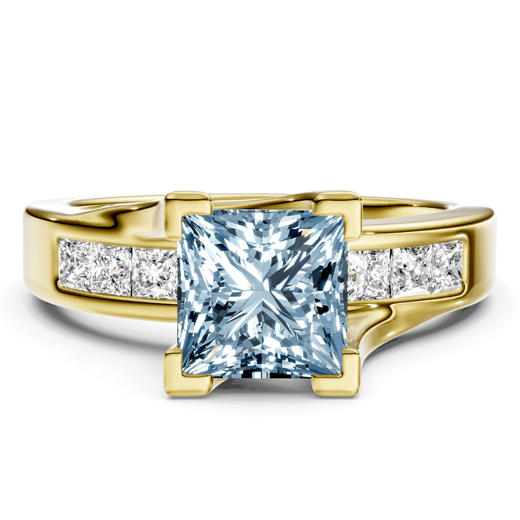 1.45-4.45 CT Princess Cut Fancy Blue Diamonds - Engagement Ring