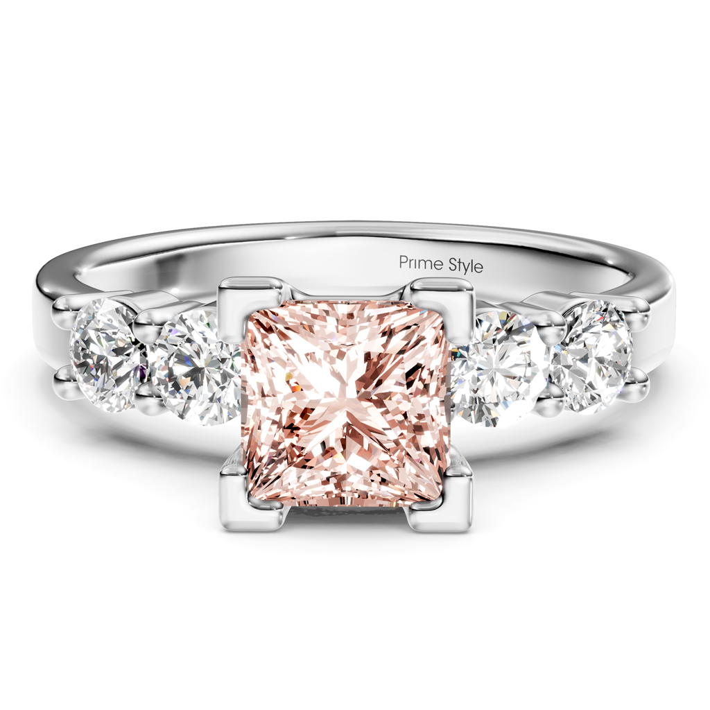 1.60-4.60 CT Princess & Round Cut Fancy Pink Diamonds - Engagement Ring