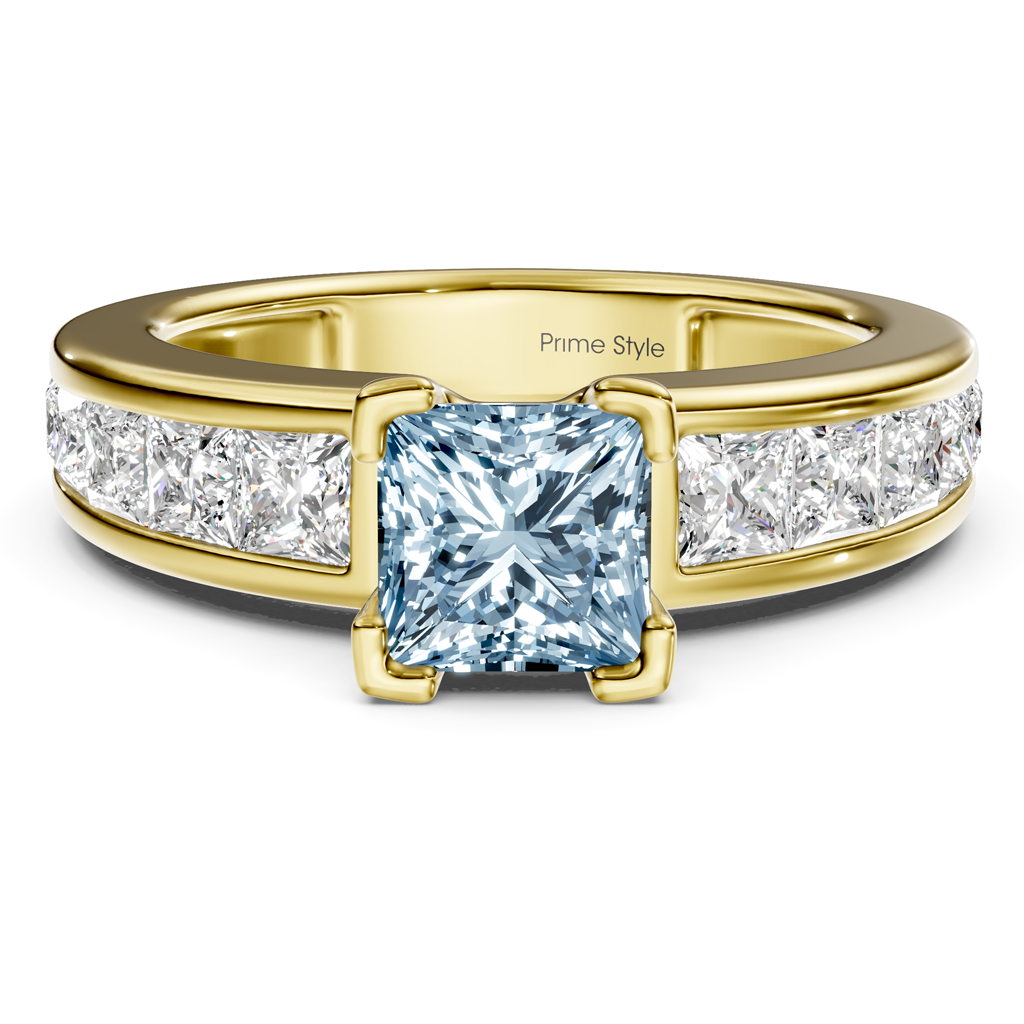 2.20-5.20 CT Princess Cut Fancy Blue Diamonds - Engagement Ring