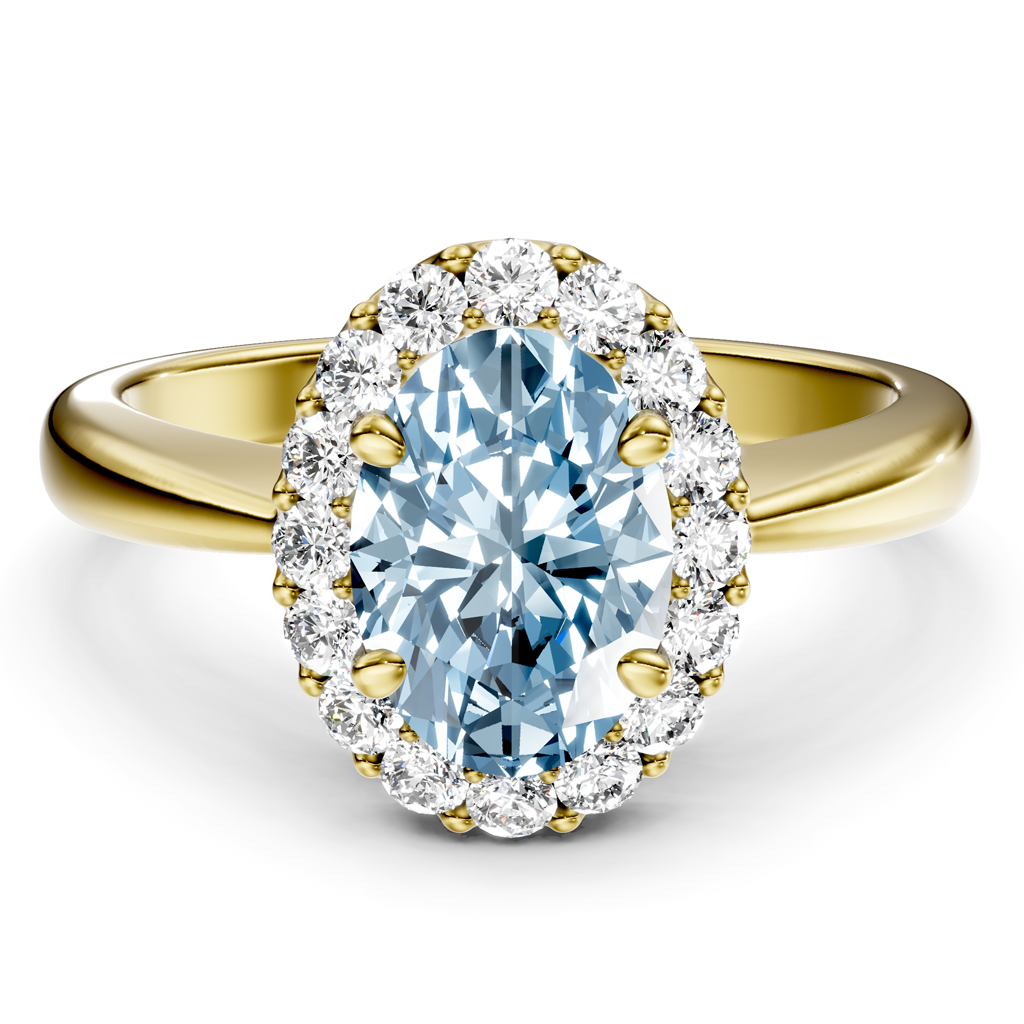 1.30-4.30 CT Oval & Round Cut Fancy Blue Diamonds - Engagement Ring