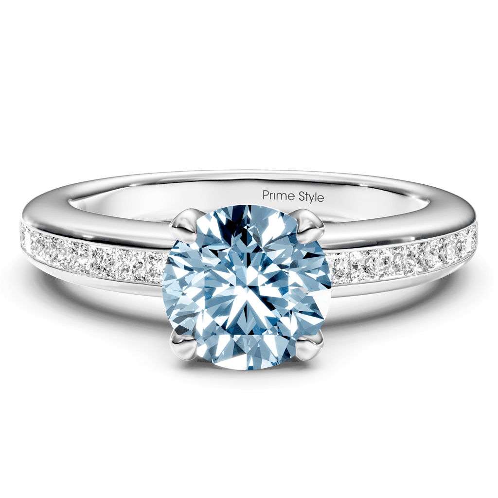 1.32 - 4.32 CT Princess & Round Cut Fancy Blue Diamonds - Engagement Ring - Primestyle.com