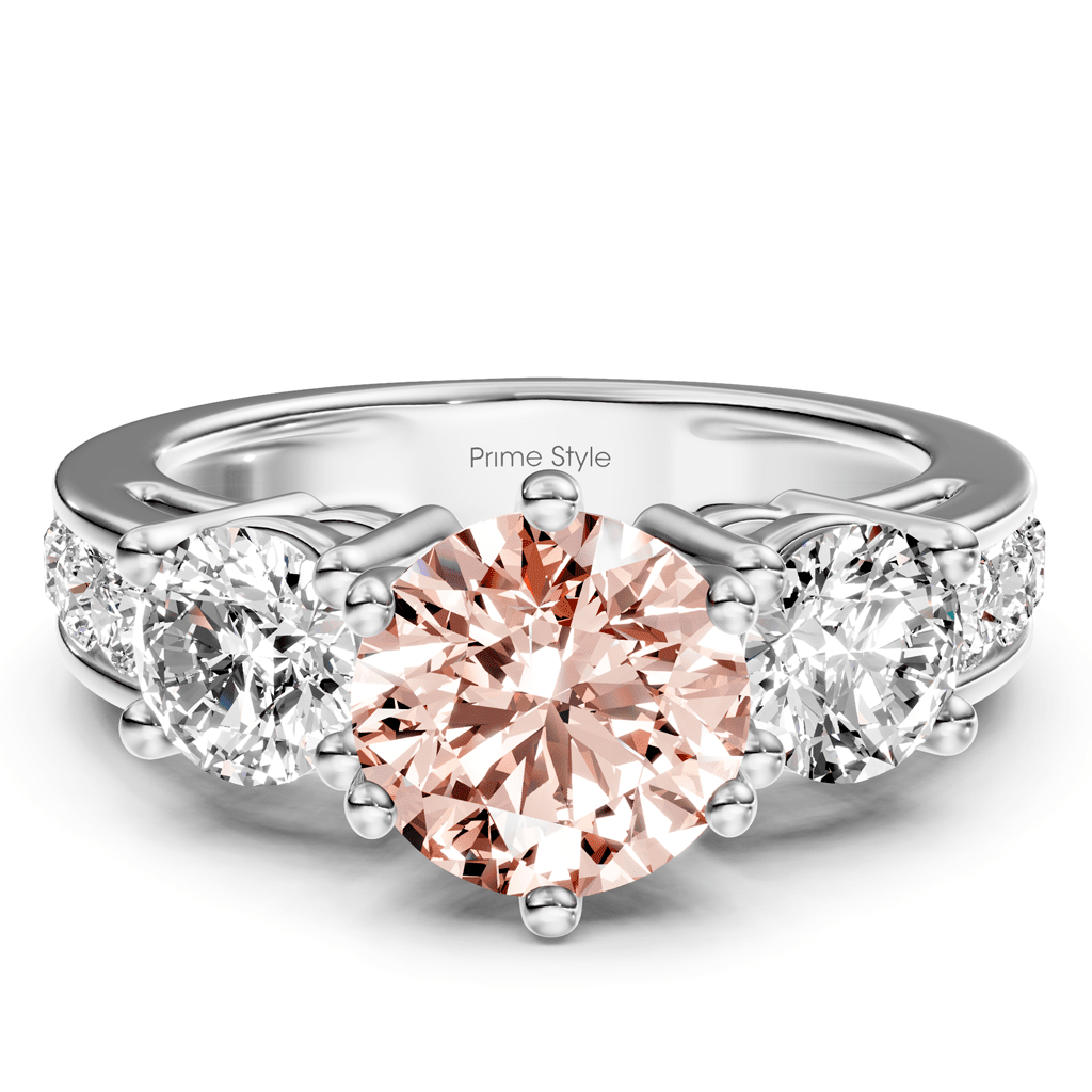 1.80 - 4.80 CT Princess & Round Cut Fancy Pink Diamonds - Engagement Ring - Primestyle.com