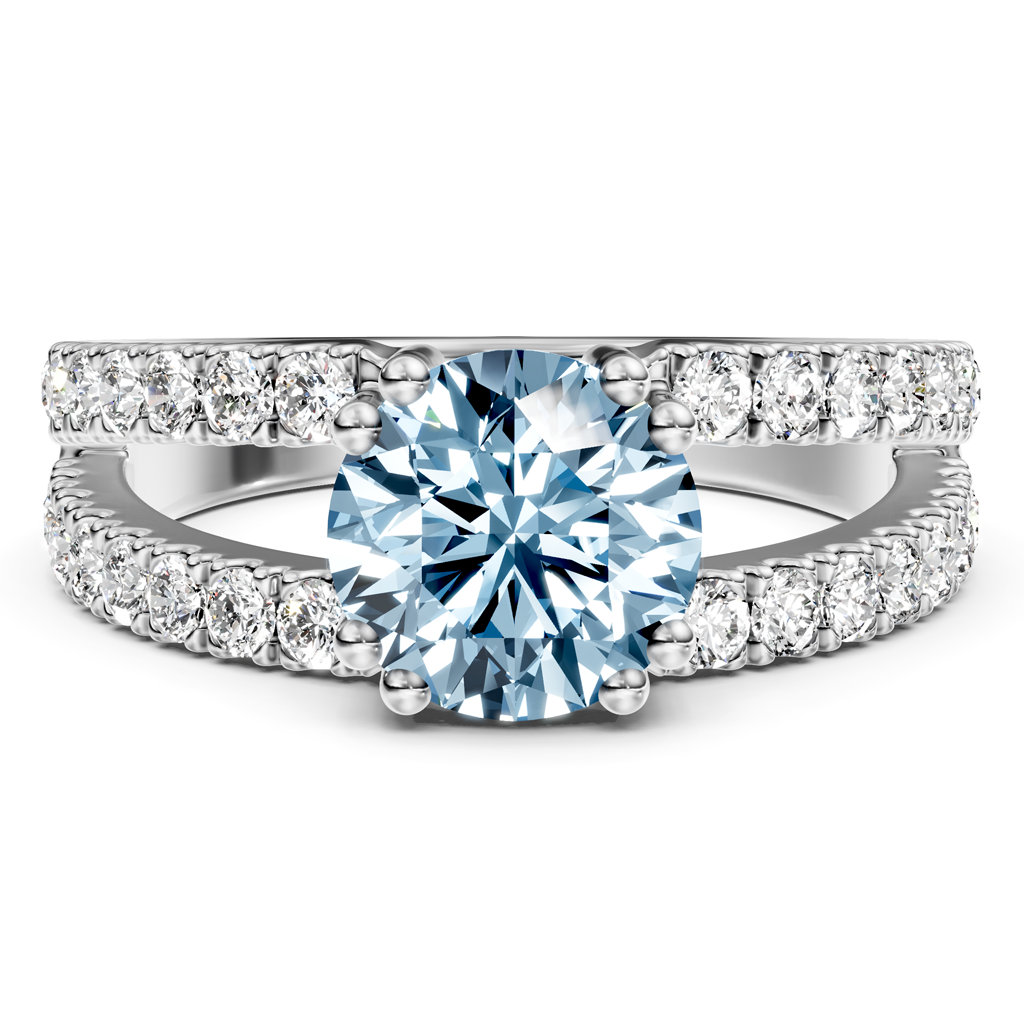 1.70-4.70 CT Round Cut Fancy Blue Diamonds - Engagement Ring