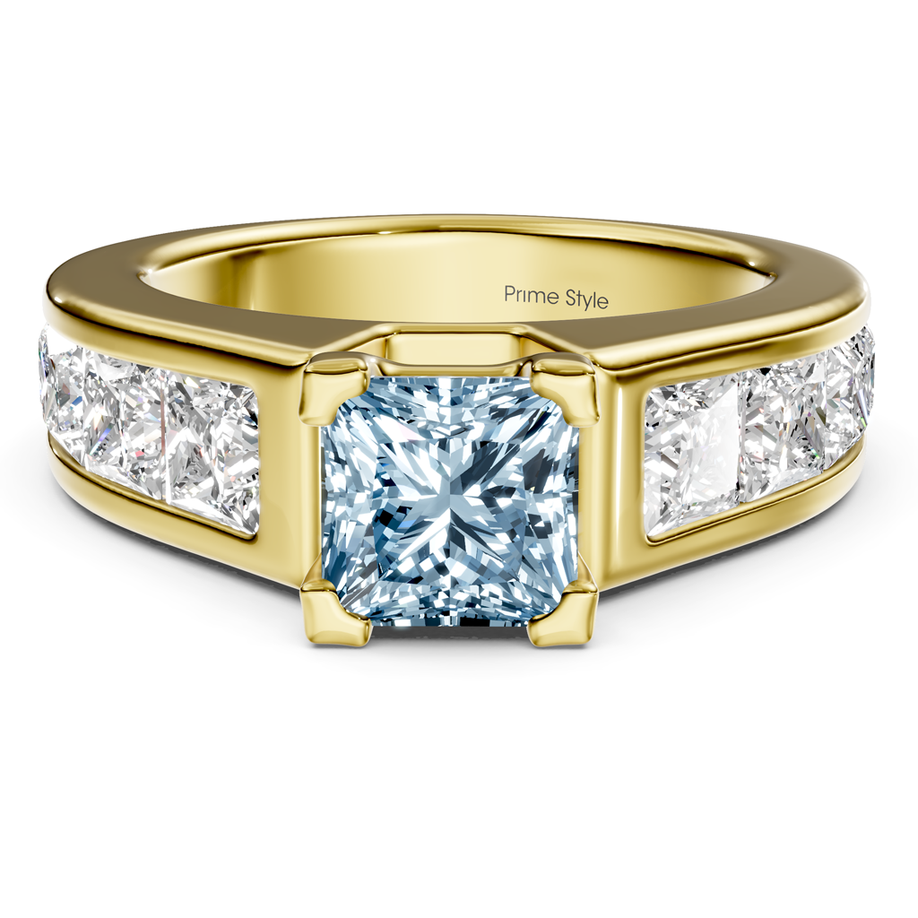 3.30-6.30 CT Princess Cut Fancy Blue Diamonds - Engagement Ring