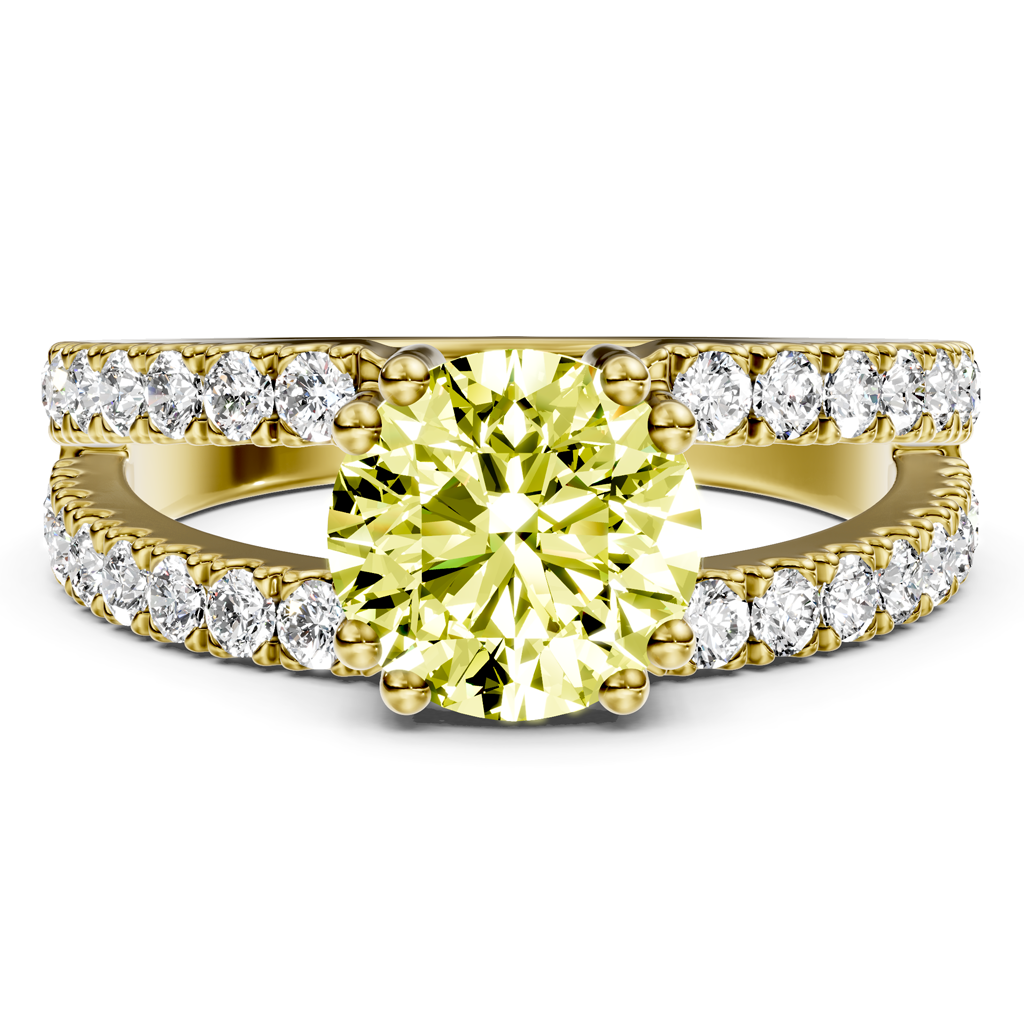 1.70-4.70 CT Round Cut Fancy Yellow Diamonds - Engagement Ring