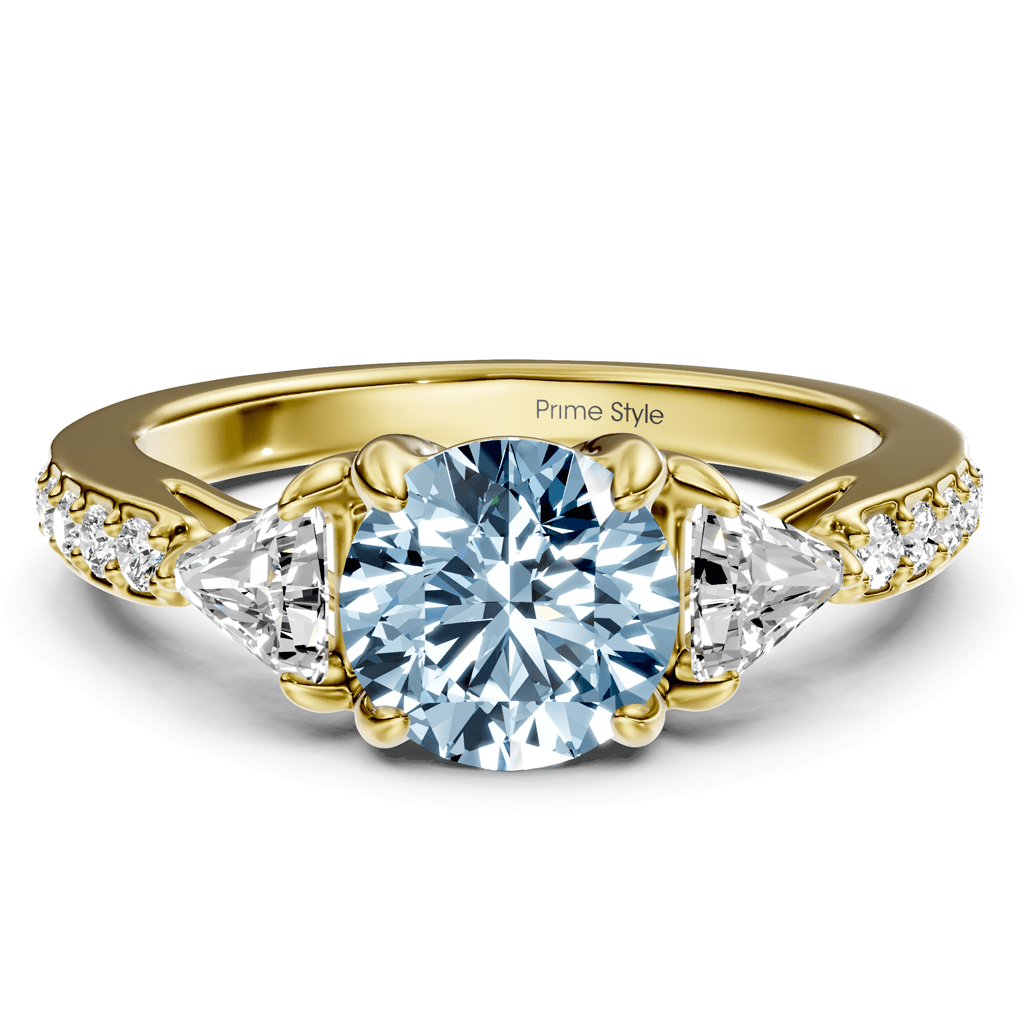 1.60-4.60 CT Round & Triangle Cut Fancy Blue Diamonds - Engagement Ring