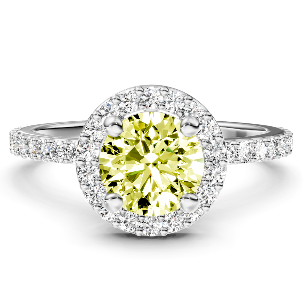 1.40-4.40 CT Round Cut Fancy Yellow Diamonds - Engagement Ring