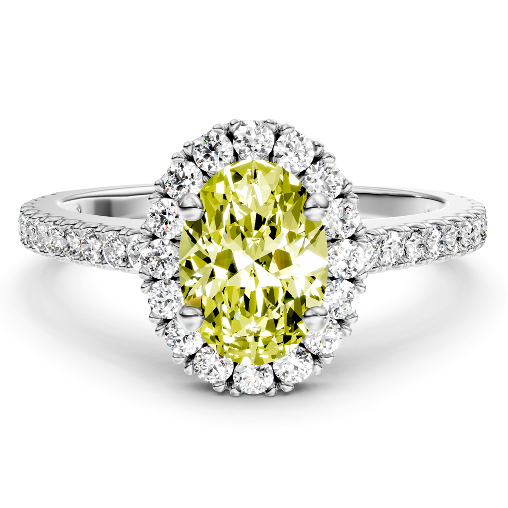 1.37-4.37 CT Oval & Round Cut Fancy Yellow Diamonds - Engagement Ring