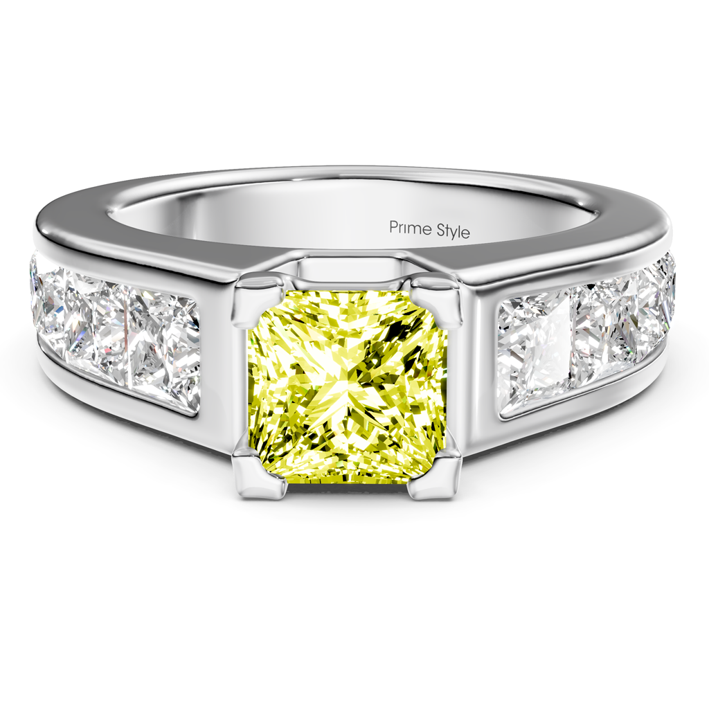 3.30-6.30 CT Princess Cut Fancy Yellow Diamonds - Engagement Ring