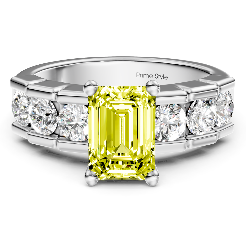 1.85-4.85 CT Princess & Round Cut Fancy Yellow Diamonds - Engagement Ring