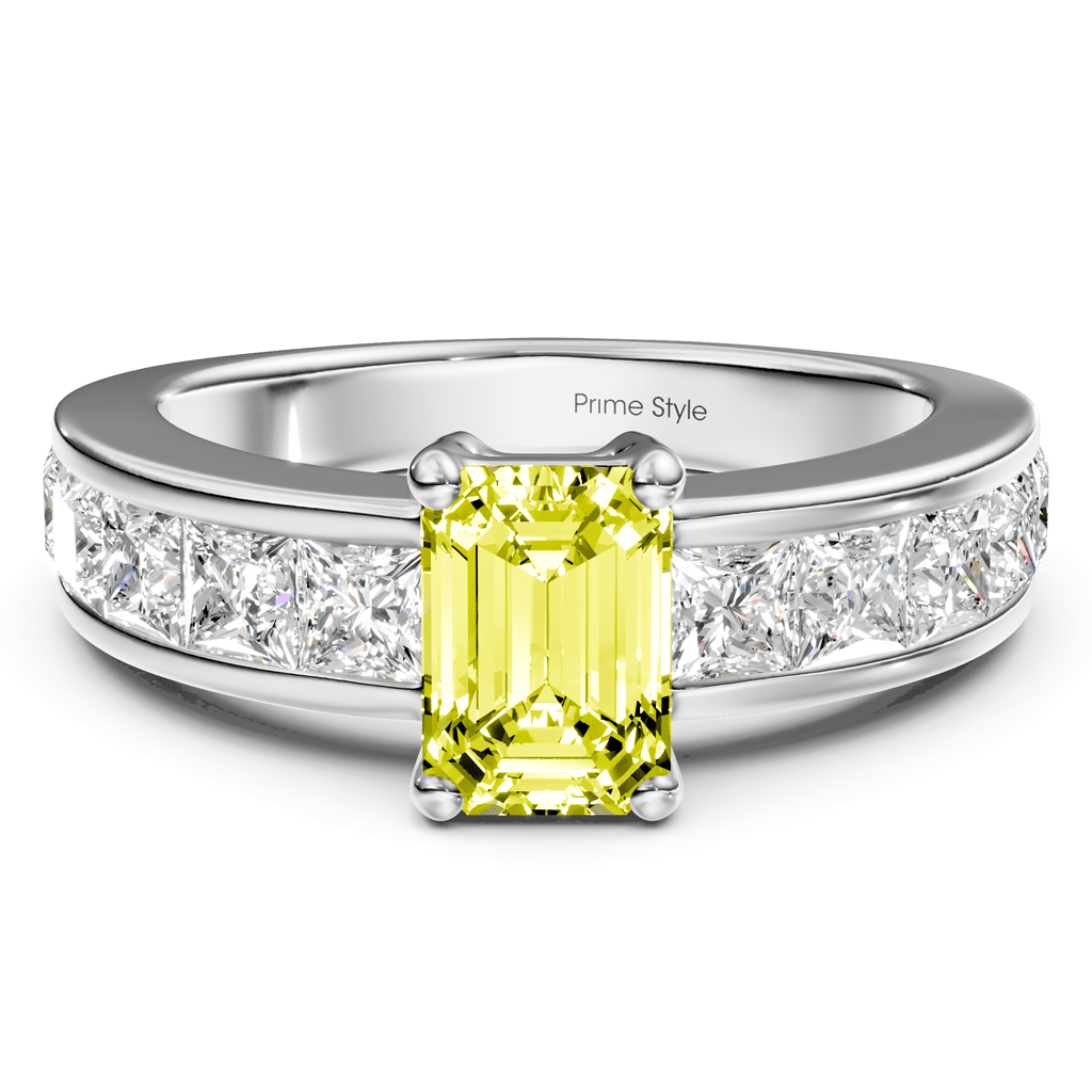 2.50-5.50 CT Emerald & Princess Cut Fancy Yellow Diamonds - Engagement Ring