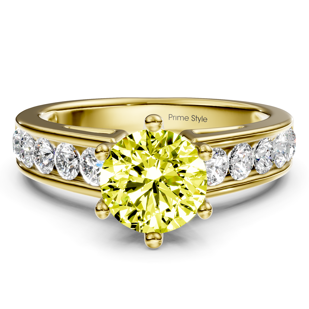 1.65-4.65 CT Round Cut Fancy Yellow Diamonds - Engagement Ring
