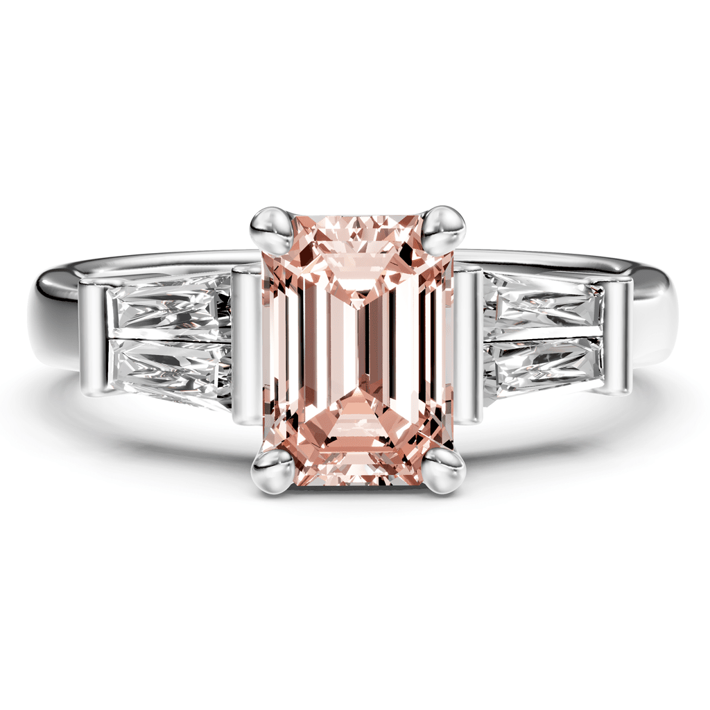1.40-4.40 CT Emerald & Taper Cut Fancy Pink Diamonds - Engagement Ring