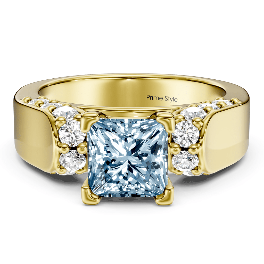 1.65-4.65 CT Princess & Round Cut Fancy Blue Diamonds - Engagement Ring