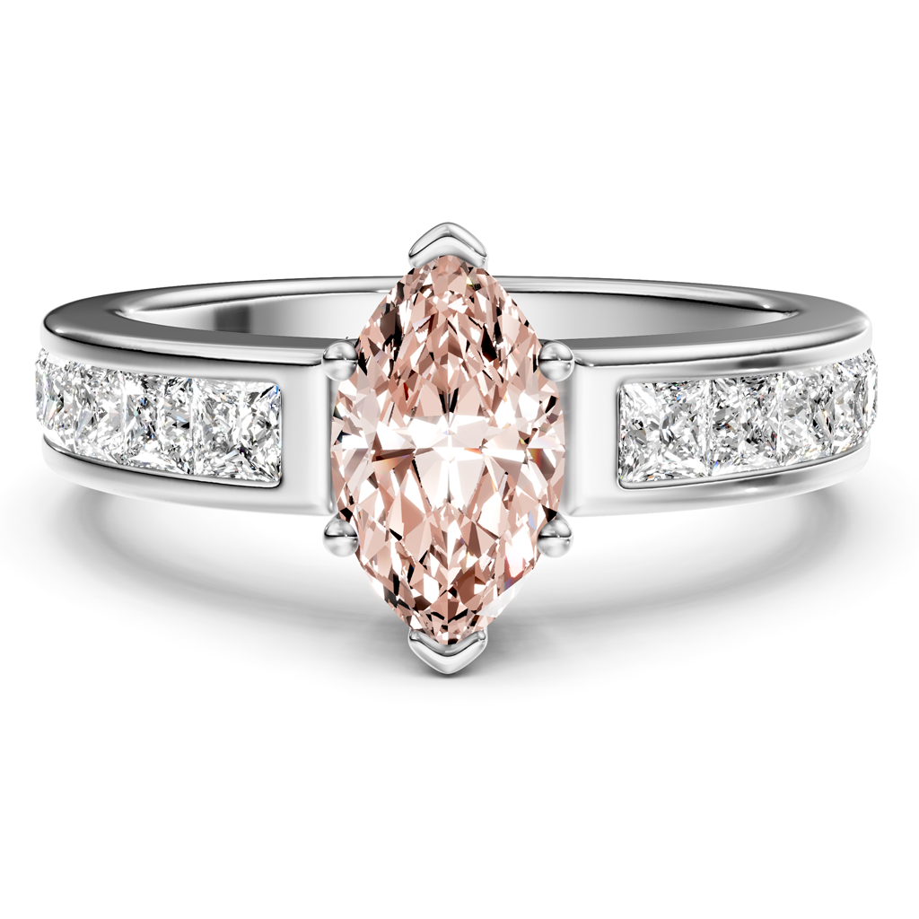 1.90-4.90 CT Princess Cut Fancy Pink Diamonds - Engagement Ring