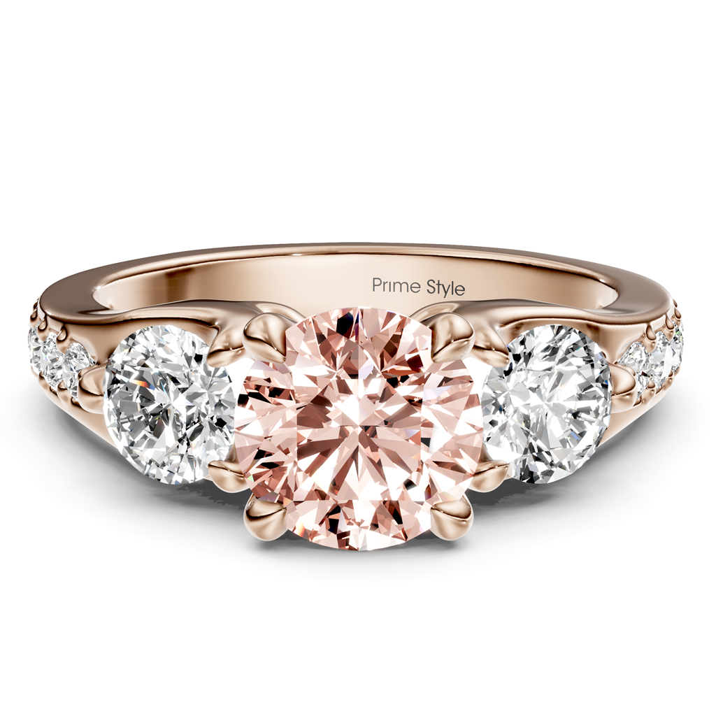 2.05-5.05 CT Round Cut Fancy Pink Diamonds - Engagement Ring