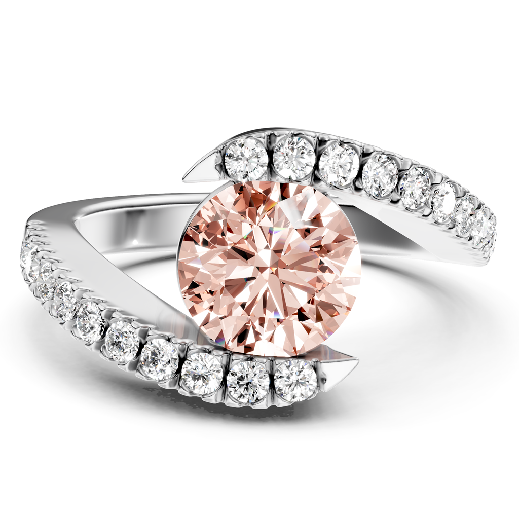 1.30-4.30 CT Round Cut Fancy Pink Diamonds - Engagement Ring