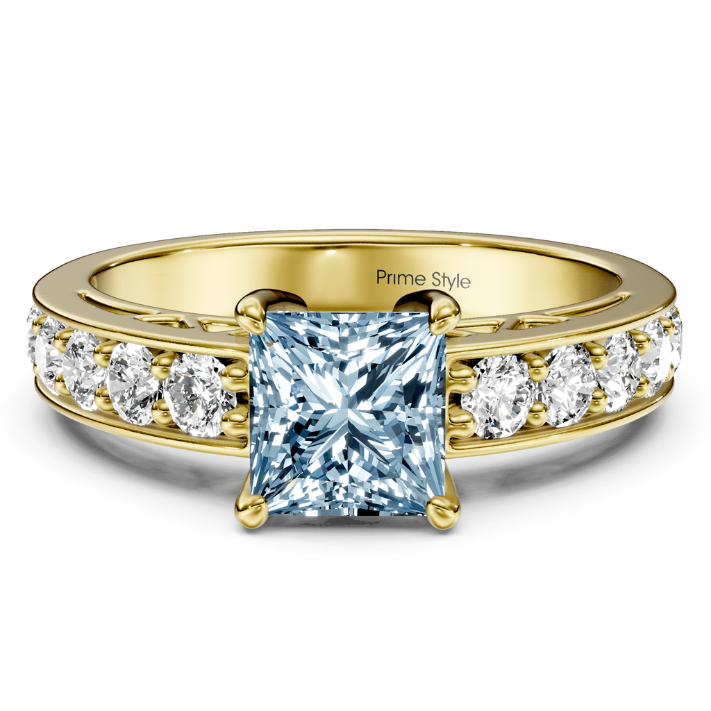 1.50 - 4.50 CT Princess & Round Cut Fancy Blue Diamonds - Engagement Ring - Primestyle.com