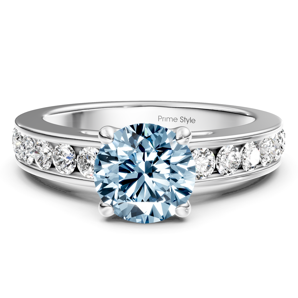 1.65-4.65 CT Round Cut Fancy Blue Diamonds - Engagement Ring