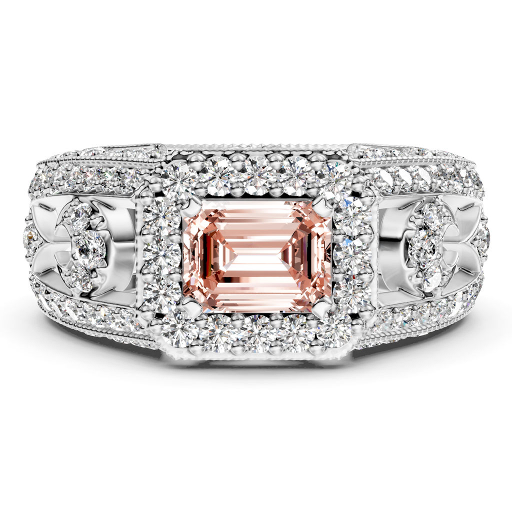 1.95-4.95 CT Emerald & Round Cut Fancy Pink Diamonds - Engagement Ring