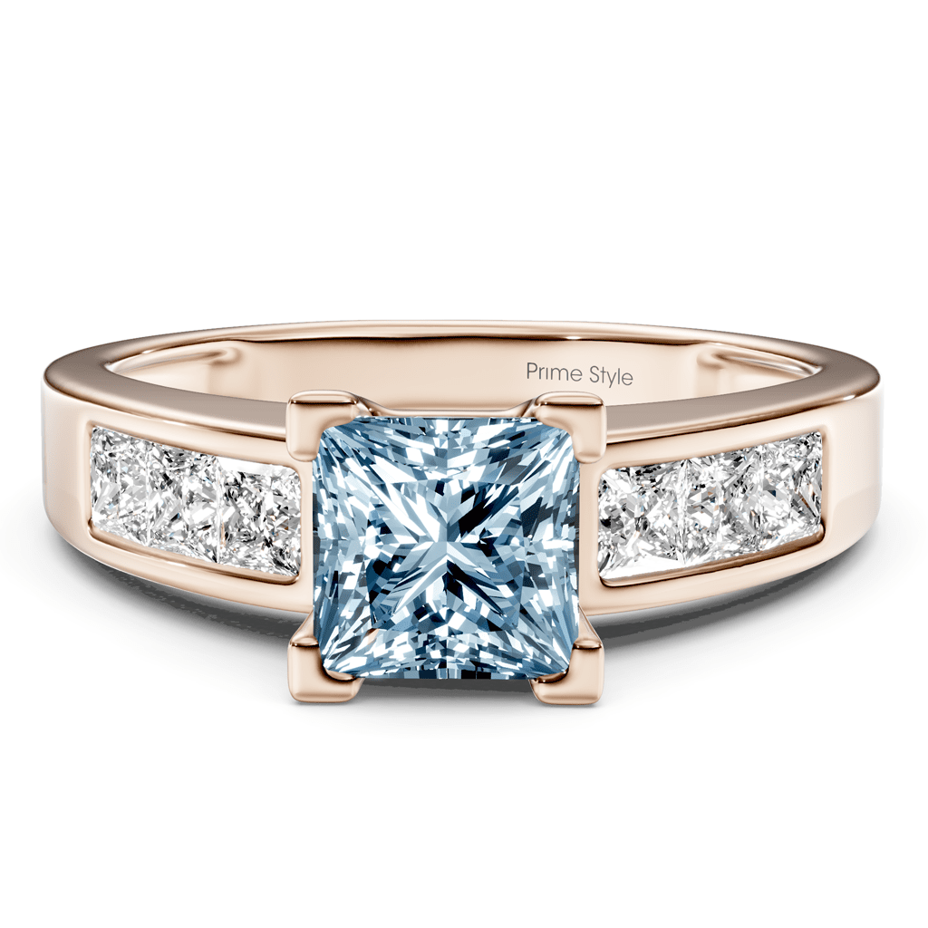 1.80-4.80 CT Princess Cut Fancy Blue Diamonds - Engagement Ring