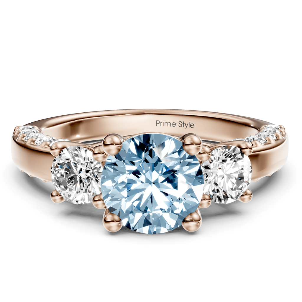 1.90 - 4.90 CT Round Cut Fancy Blue Diamonds - Engagement Ring - Primestyle.com