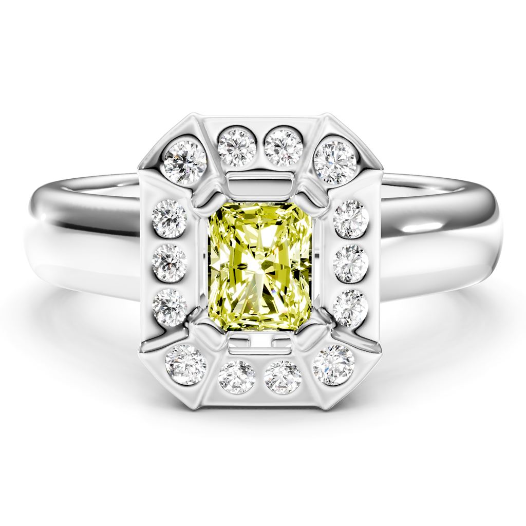 1.16-4.16 CT Radiant & Round Cut Fancy Yellow Diamonds - Engagement Ring