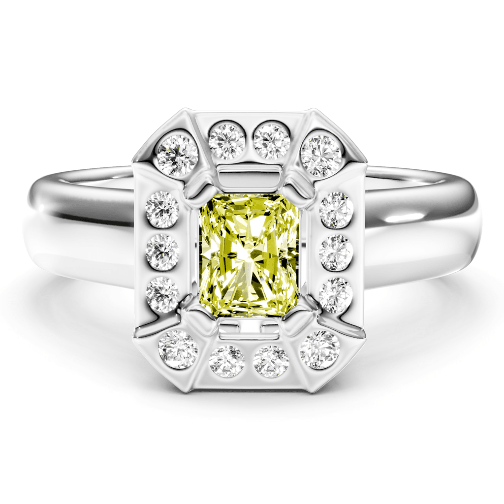 1.16 - 4.16 CT Radiant & Round Cut Fancy Yellow Diamonds - Engagement Ring - Primestyle.com
