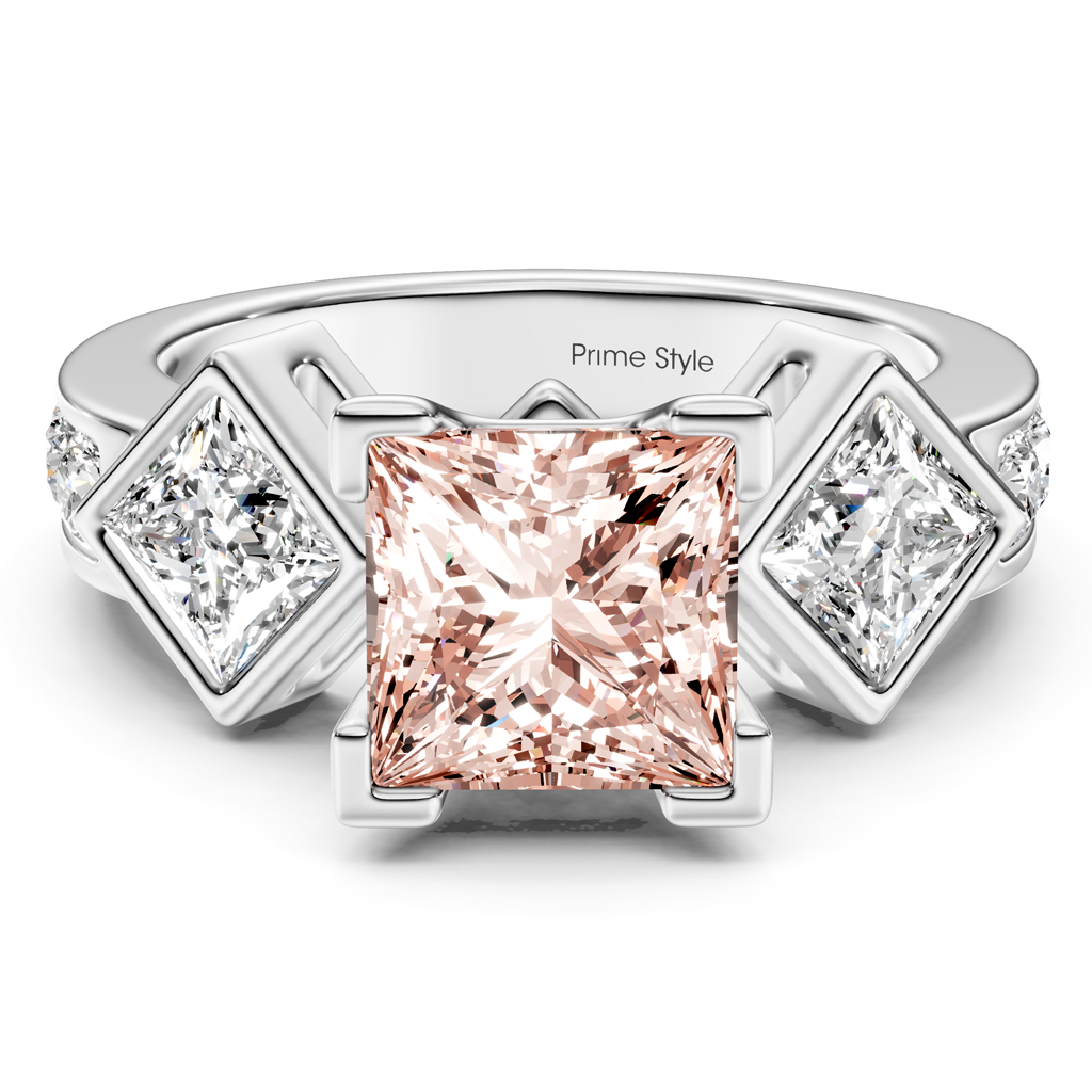 2.20-5.20 CT Princess & Round Cut Fancy Pink Diamonds - Engagement Ring