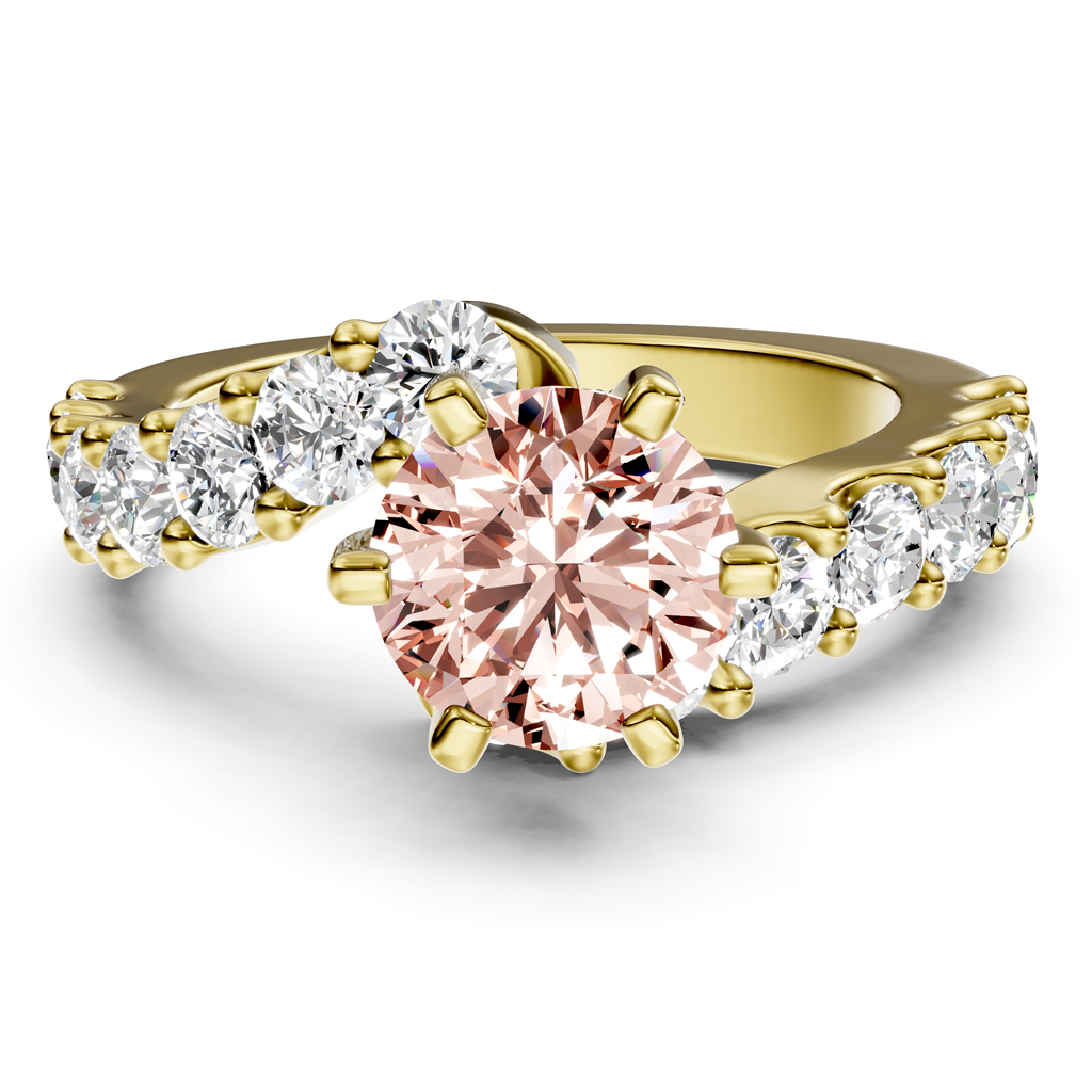 2.30-5.30 CT Round Cut Fancy Pink Diamonds - Engagement Ring