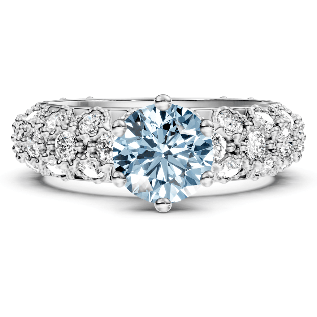 2.50 - 5.50 CT Round Cut Fancy Blue Diamonds - Engagement Ring - Primestyle.com