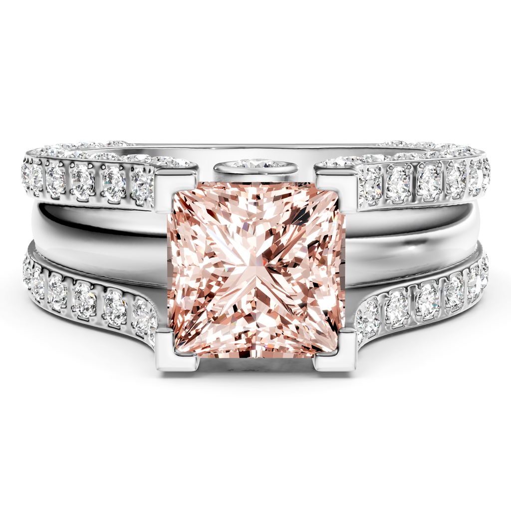 2.10-5.10 CT Princess & Round Cut Fancy Pink Diamonds - Engagement Ring