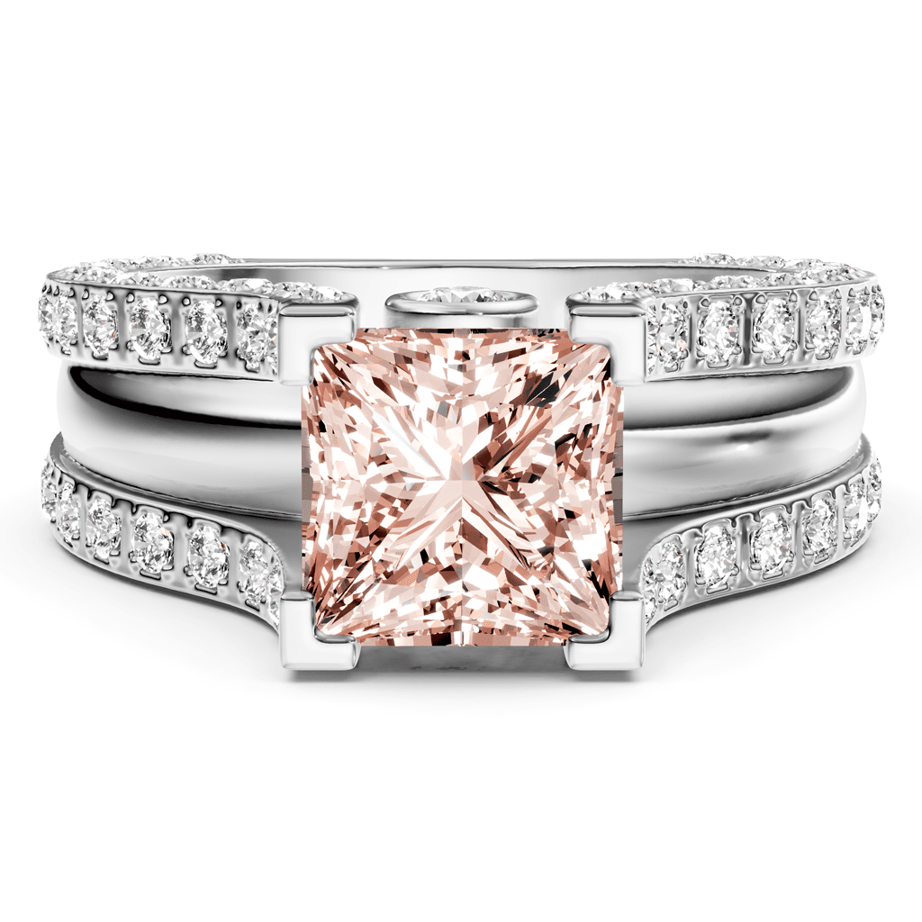 2.10 - 5.10 CT Princess & Round Cut Fancy Pink Diamonds - Engagement Ring - Primestyle.com