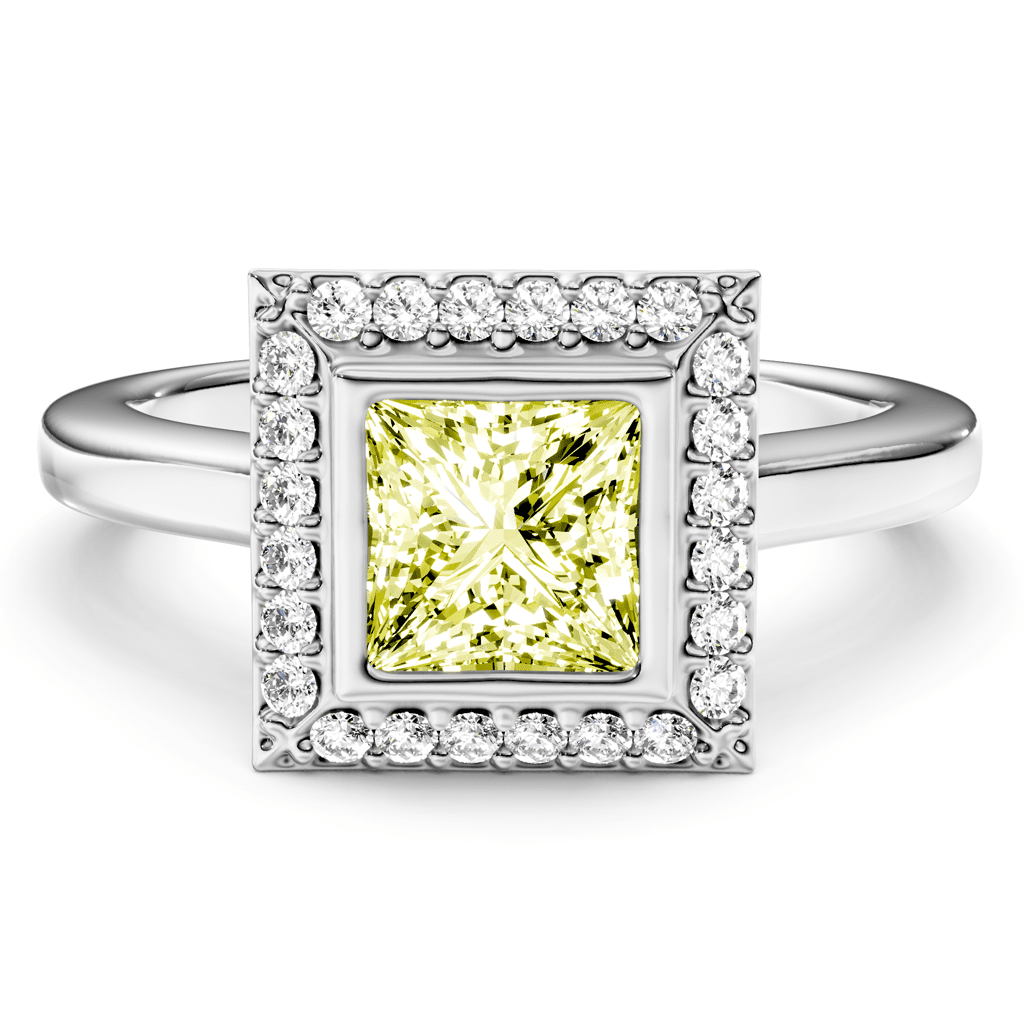 1.14-4.14 CT Princess & Round Cut Fancy Yellow Diamonds - Engagement Ring