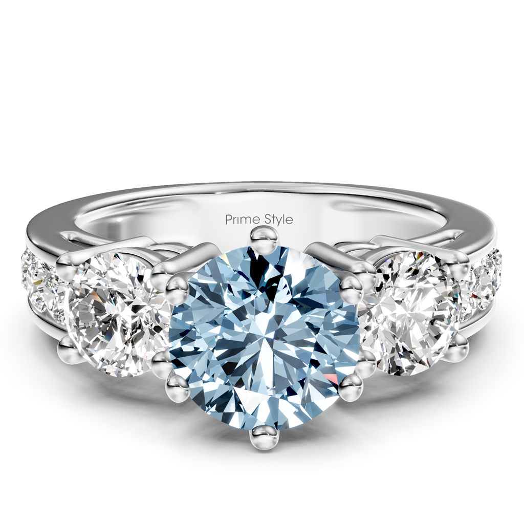 1.80-4.80 CT Princess & Round Cut Fancy Blue Diamonds - Engagement Ring