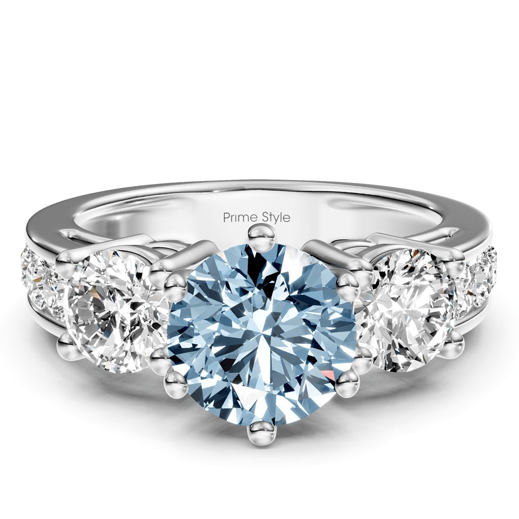 1.80-4.80 CT Princess & Round Cut Fancy Blue Diamonds - Engagement Ring