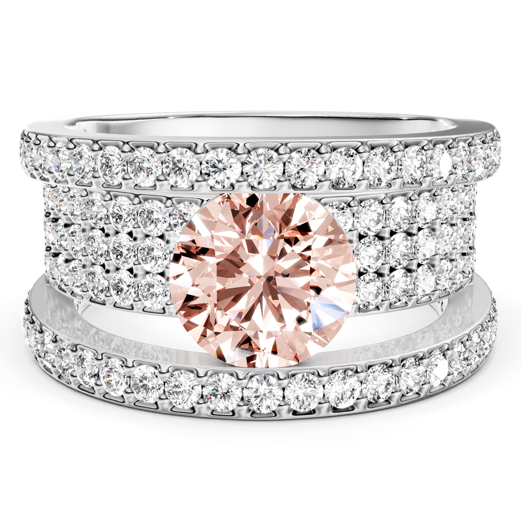 2.80-5.80 CT Round Cut Fancy Pink Diamonds - Engagement Ring