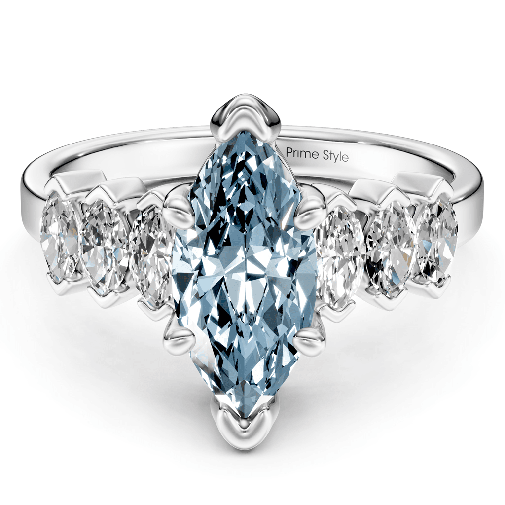 2.00-5.00 CT Marquise Cut Fancy Blue Diamonds - Engagement Ring