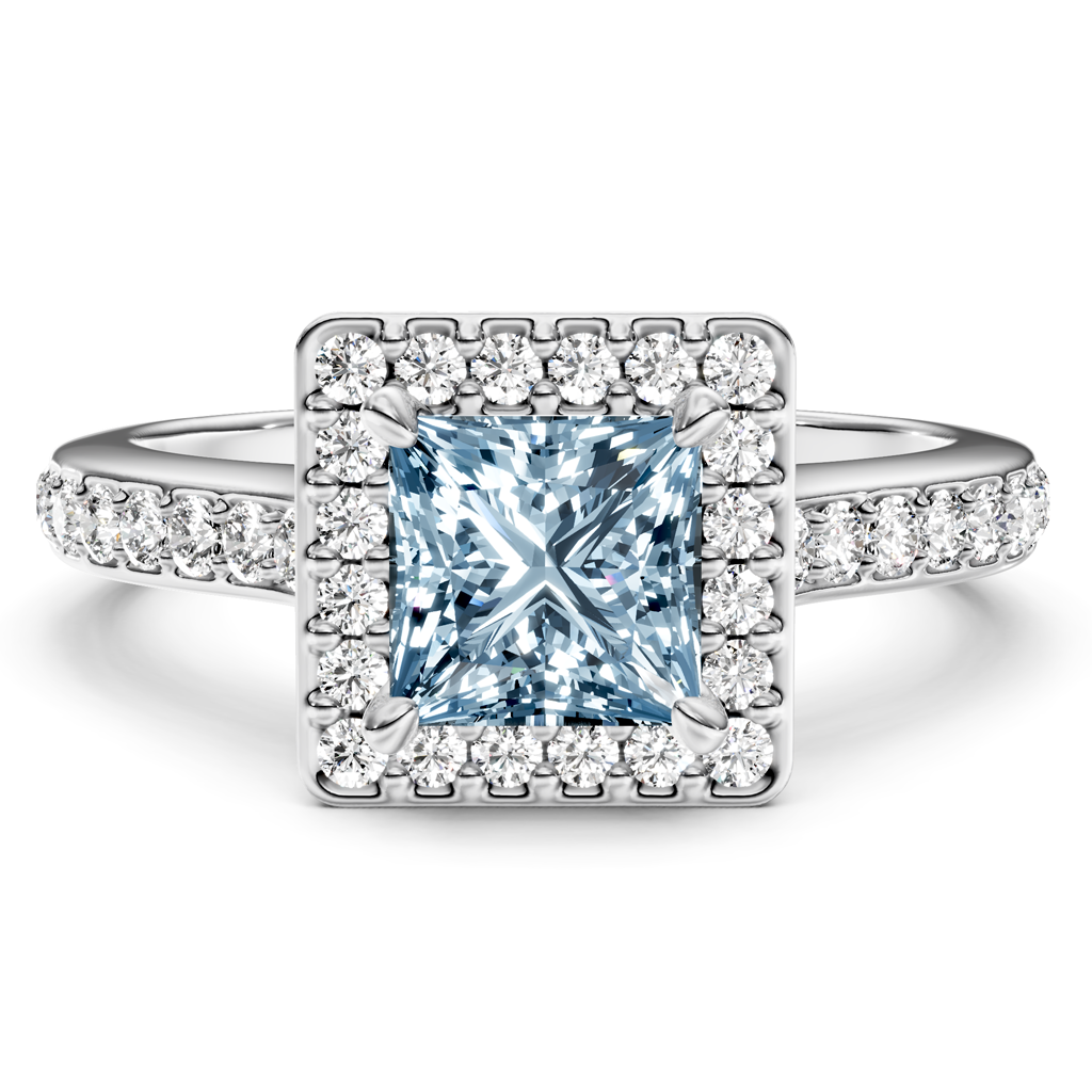 1.40-4.40 CT Princess & Round Cut Fancy Blue Diamonds - Engagement Ring