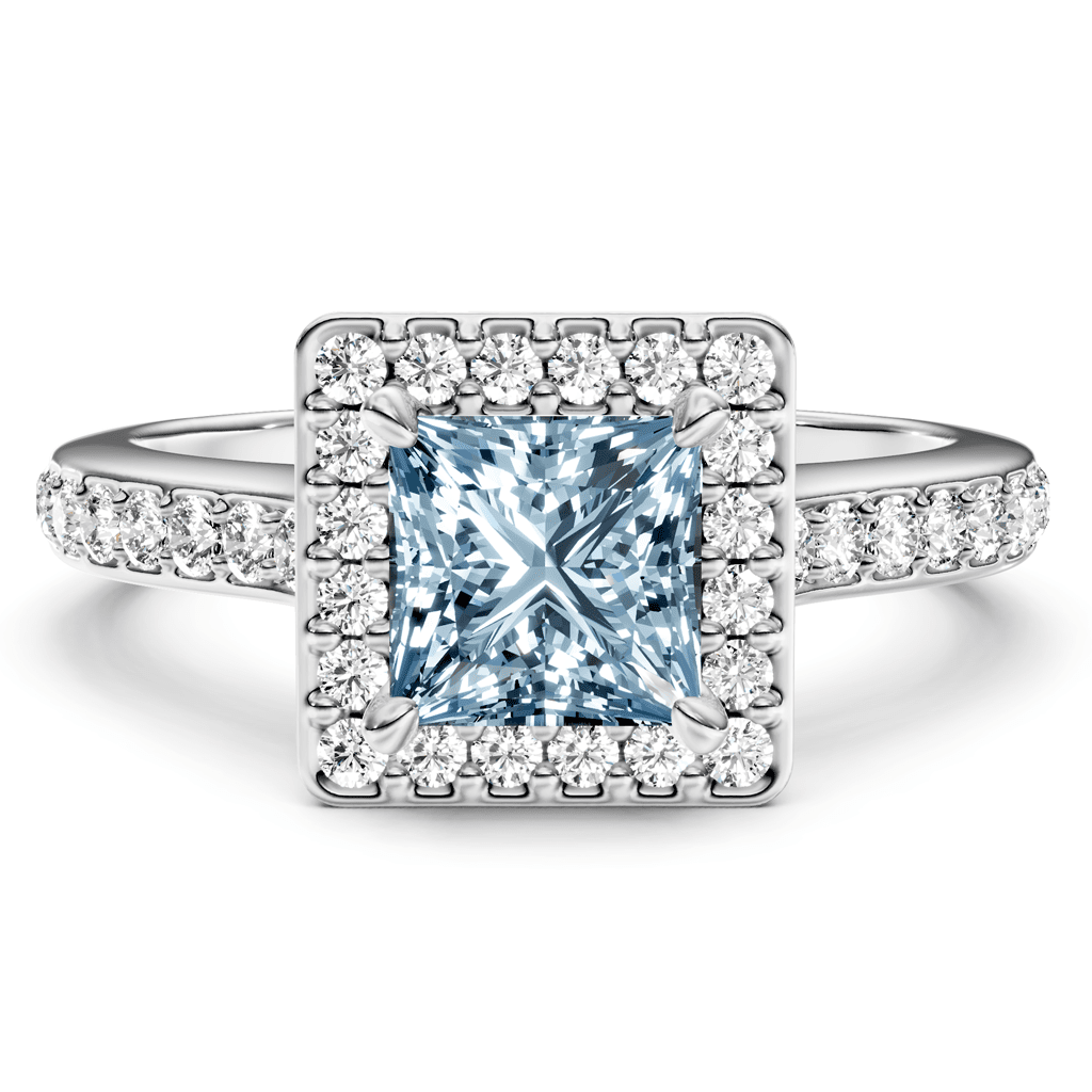 1.40-4.40 CT Princess & Round Cut Fancy Blue Diamonds - Engagement Ring