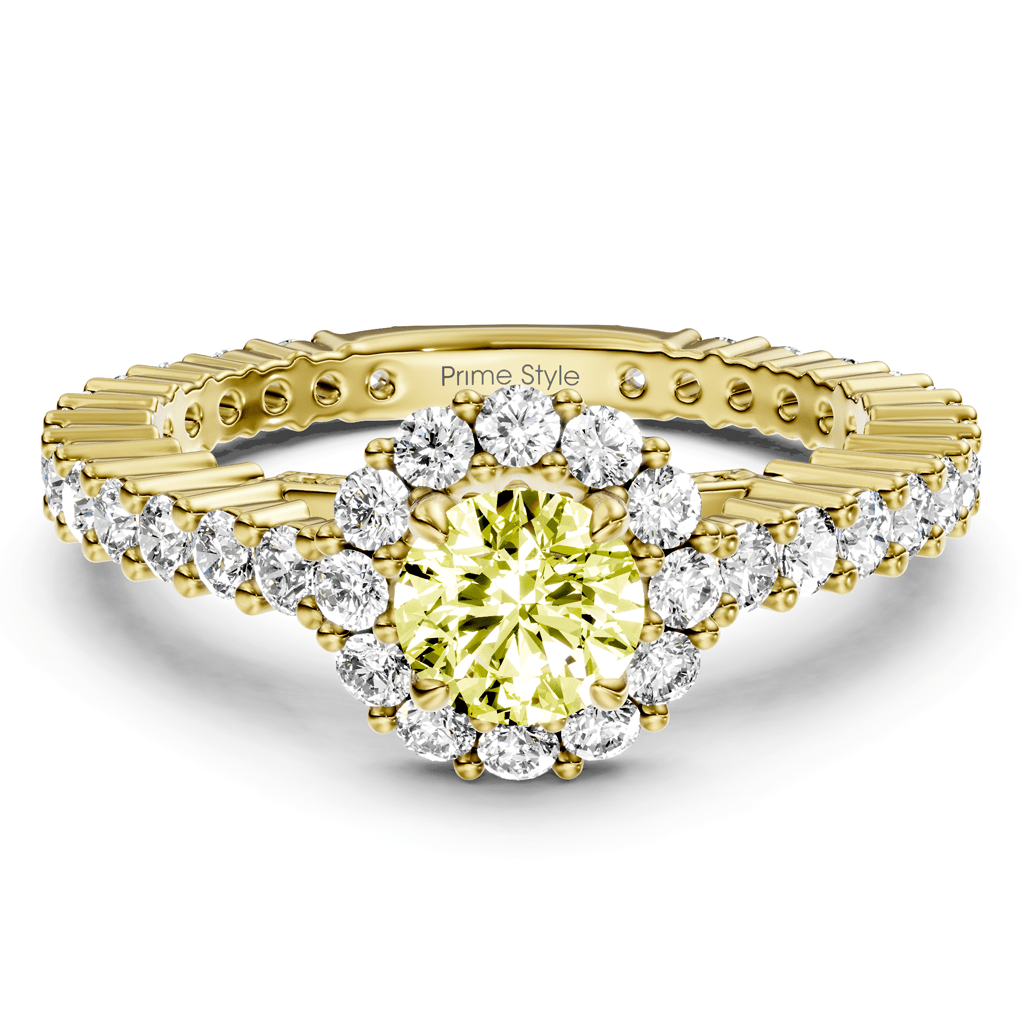 1.85-4.85 CT Round Cut Fancy Yellow Diamonds - Engagement Ring