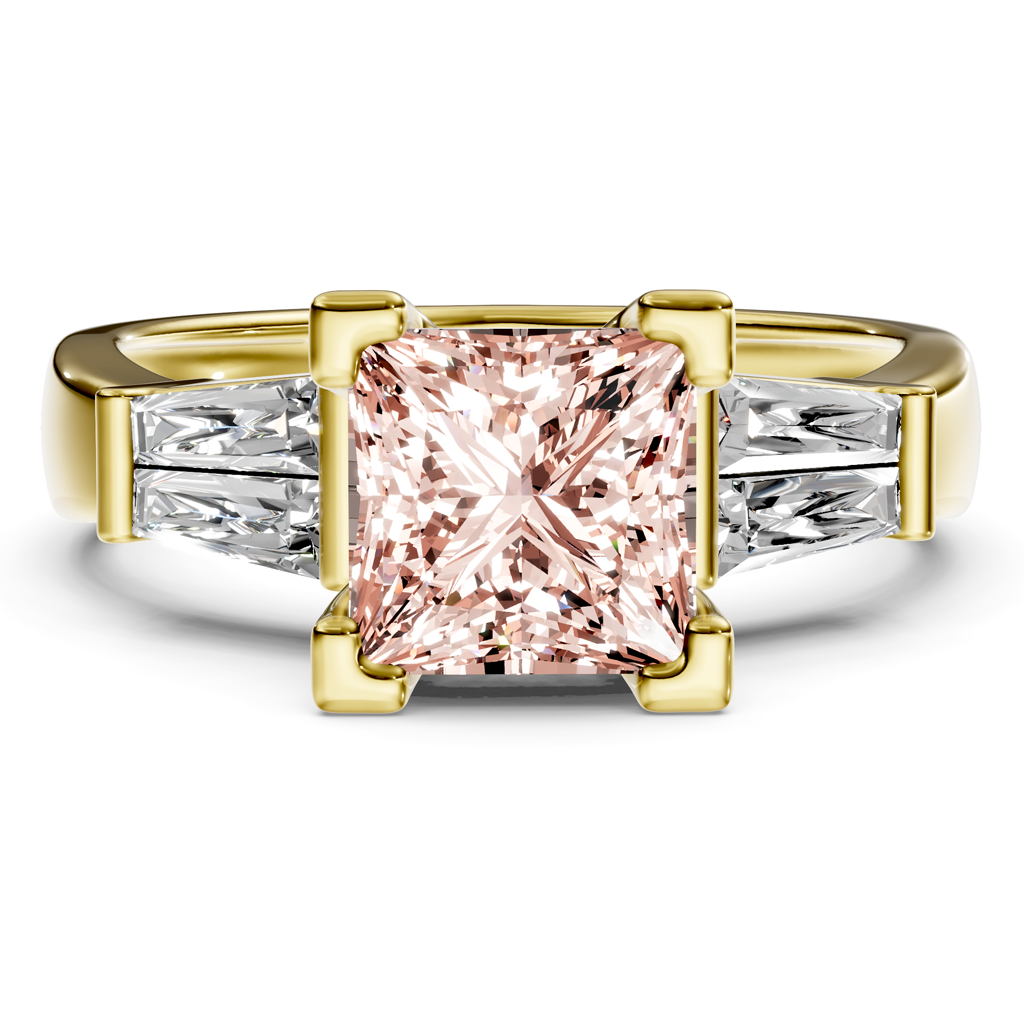 1.40-4.40 CT Princess & Taper Cut Fancy Pink Diamonds - Engagement Ring