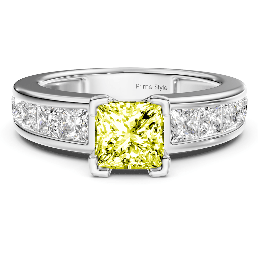 2.20 - 5.20 CT Princess Cut Fancy Yellow Diamonds - Engagement Ring - Primestyle.com