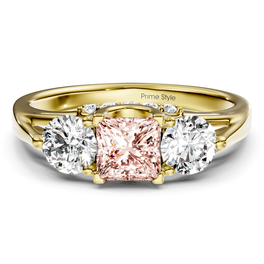 1.55-4.55 CT Princess & Round Cut Fancy Pink Diamonds - Engagement Ring