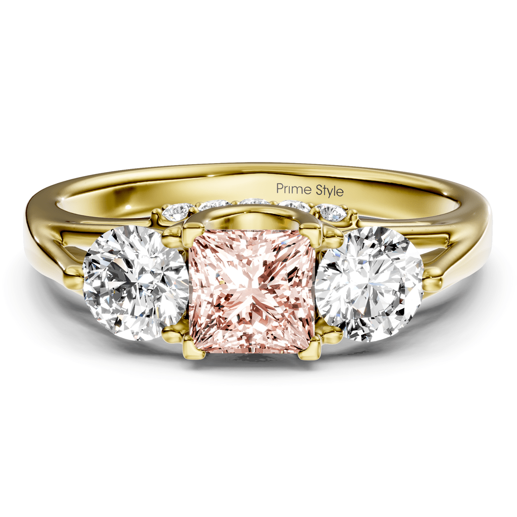 1.55 - 4.55 CT Princess & Round Cut Fancy Pink Diamonds - Engagement Ring - Primestyle.com