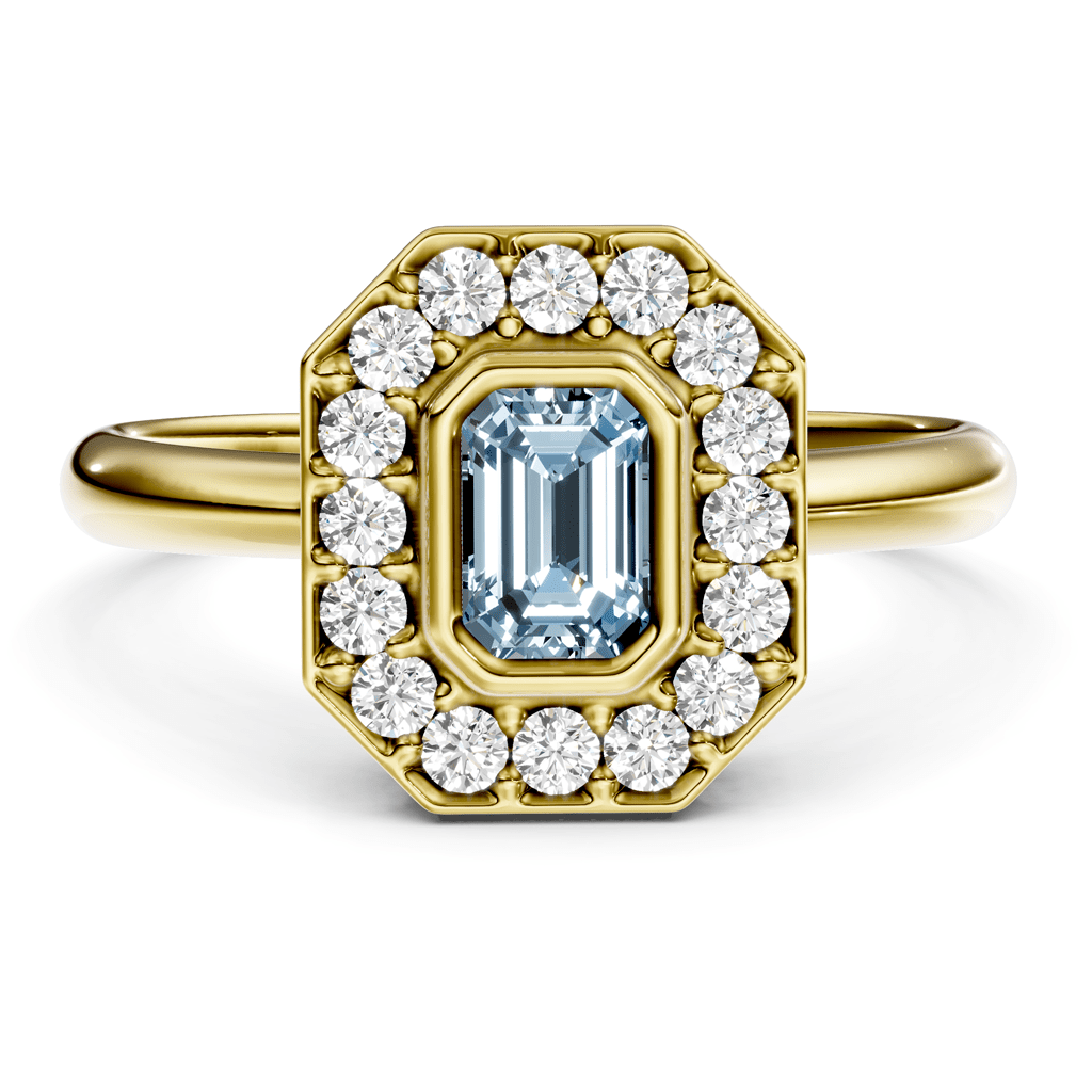 1.35-4.35 CT Emerald & Round Cut Fancy Blue Diamonds - Engagement Ring
